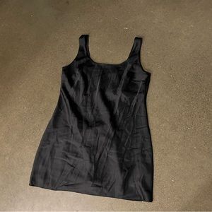 Abercrombie black satin tank dress large petite